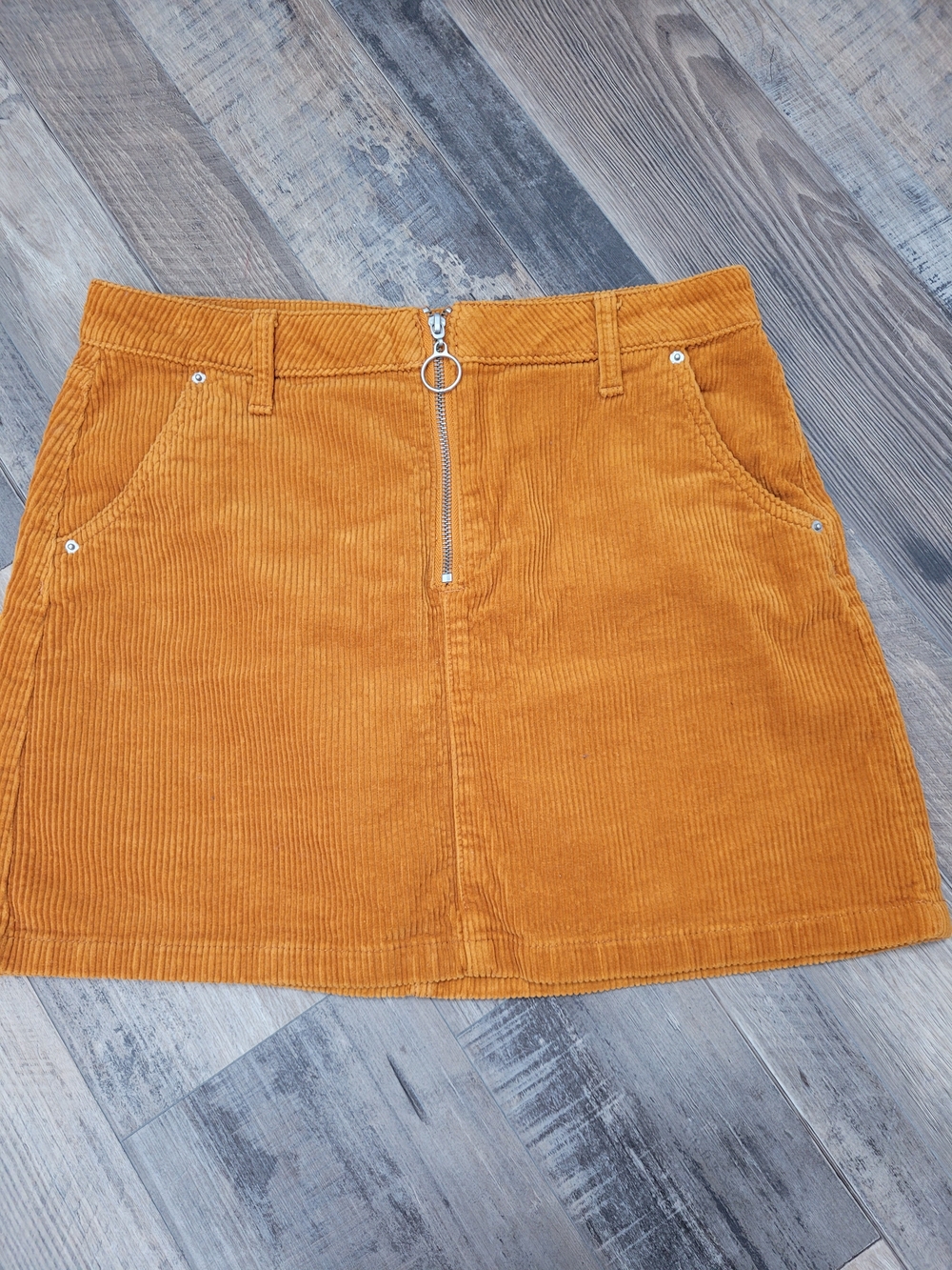 Thick Corduroy Mini Skirt Size 9 Harvest Gold Pockets Fall Fashion